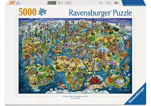  Ravensburger Carte du monde illustrée - 5000 pièces 