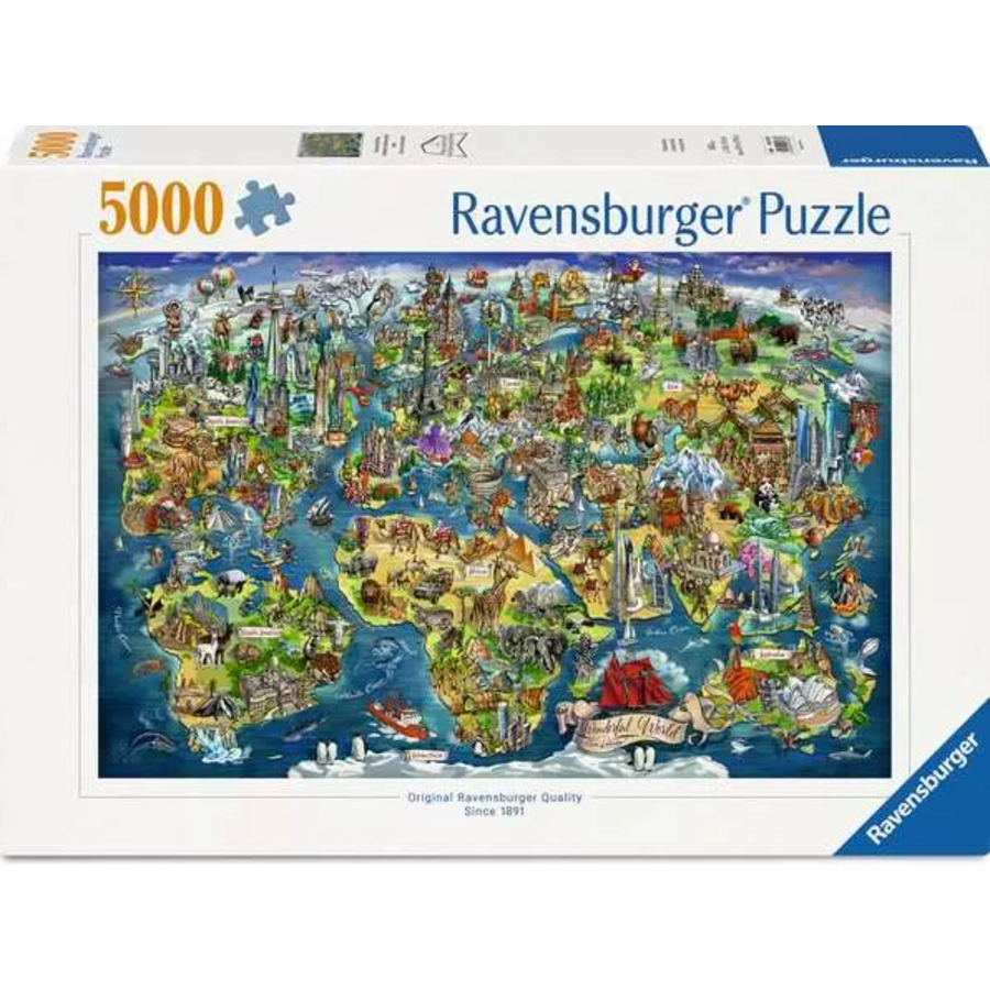 Geïllustreerde wereldkaart - puzzel van 5000 stukjes-1