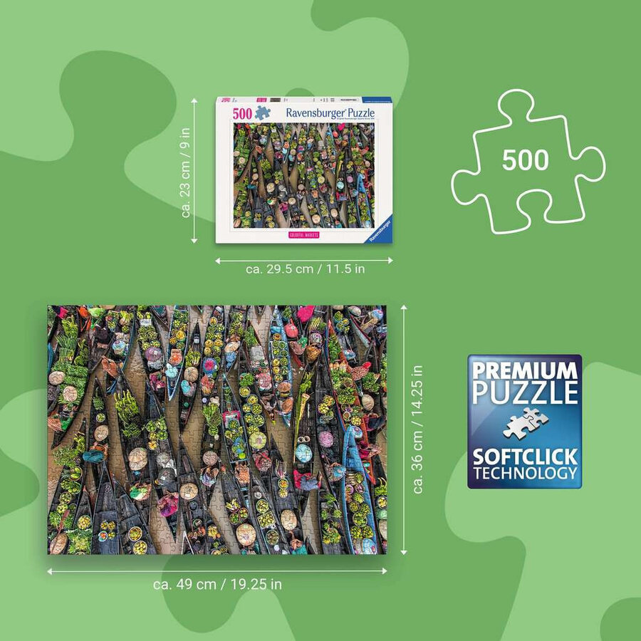 Marché Flottant, Indonésie - Colorful Markets - puzzle de 500 pièces-3