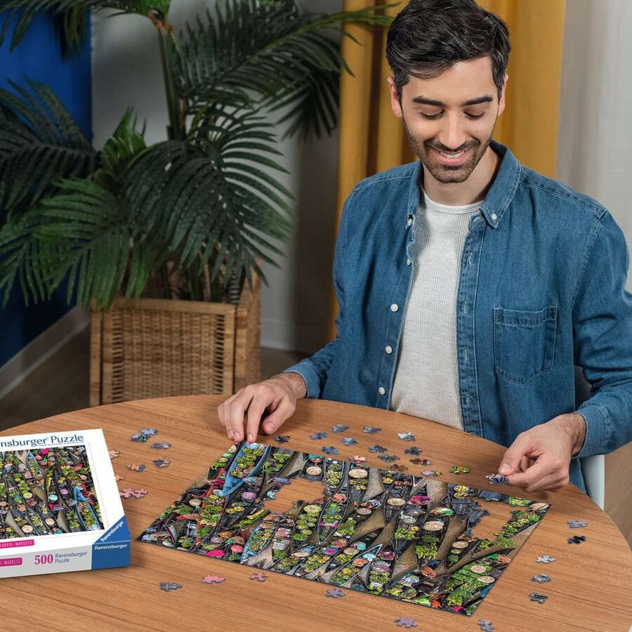 Drijvende Markt, Indonesië - Colorful Markets - puzzel van 500 stukjes-4