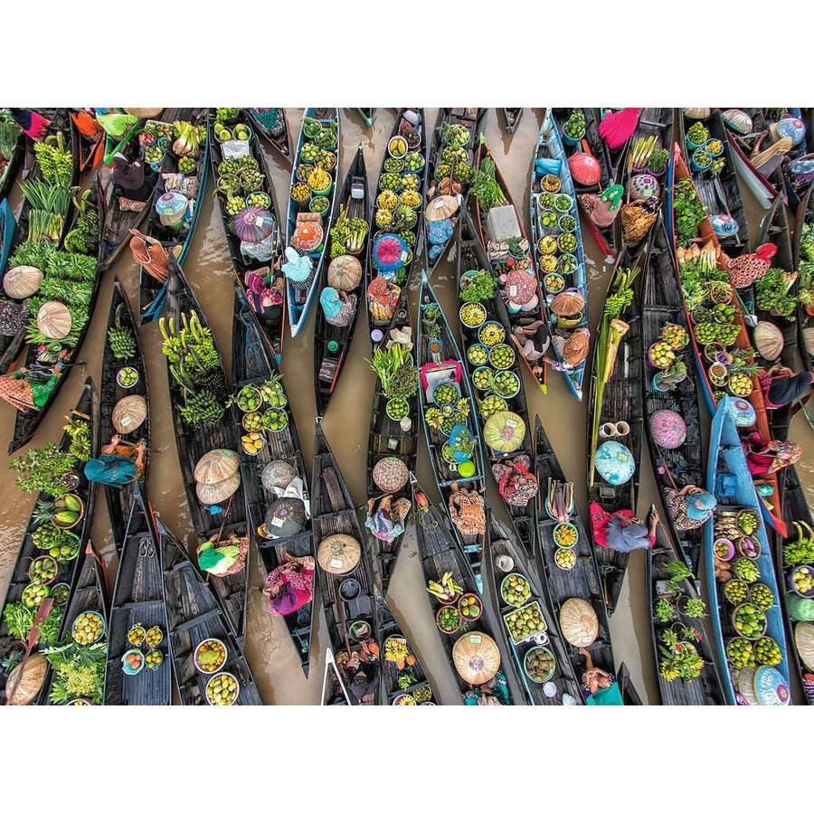 Drijvende Markt, Indonesië - Colorful Markets - puzzel van 500 stukjes-2