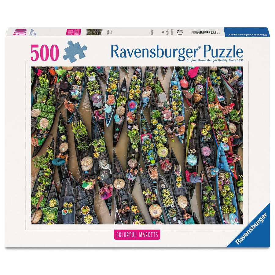 Drijvende Markt, Indonesië - Colorful Markets - puzzel van 500 stukjes-1