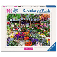 thumb-Marché aux Fleurs, France - Colorful Markets - puzzle de 500 pièces-1