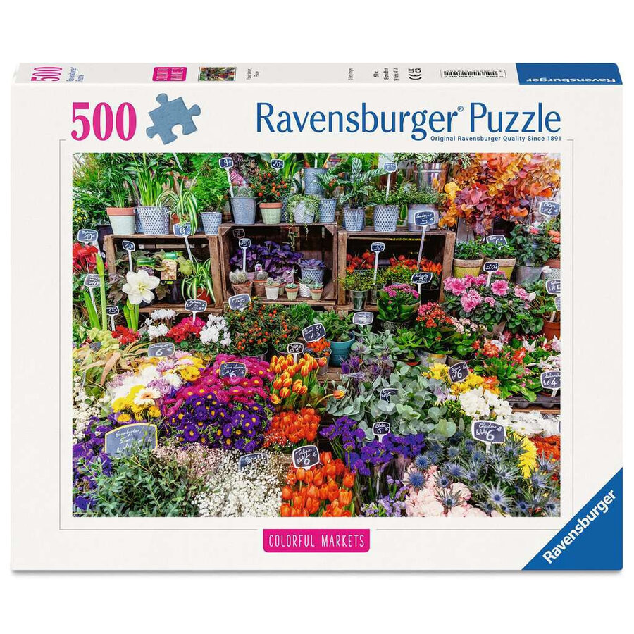 Marché aux Fleurs, France - Colorful Markets - puzzle de 500 pièces-1