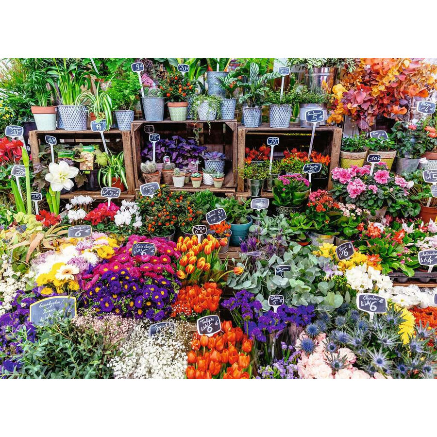 Marché aux Fleurs, France - Colorful Markets - puzzle de 500 pièces-2