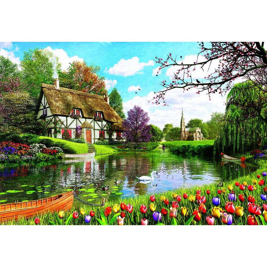 Cottage in de lente - puzzel van 6000 stukjes-2