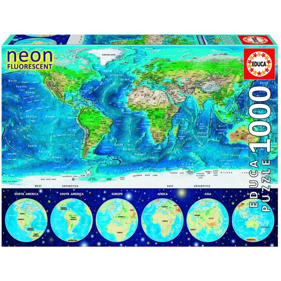 Carte du monde - Glow in the Dark - puzzle 1000 pièces-1