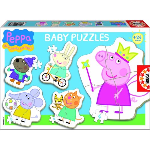  Educa 5 puzzels van Peppa Pig - 3 à 5 stukjes 