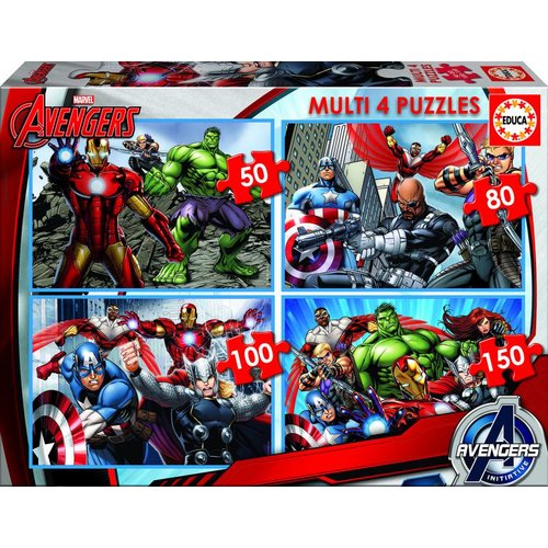  Educa Avengers - 4 puzzels van 50/80/100/150 stukjes 