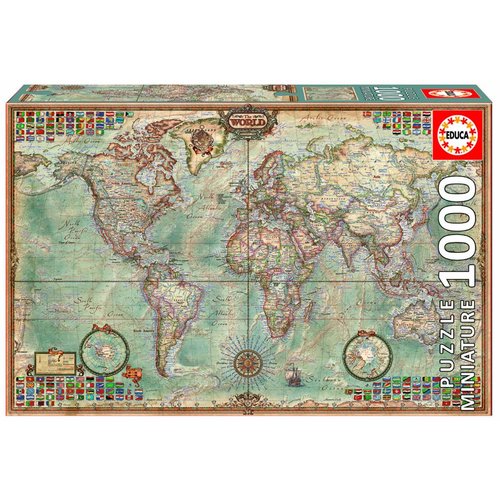  Educa Puzzle miniature - Carte du monde - 1000 pièces 