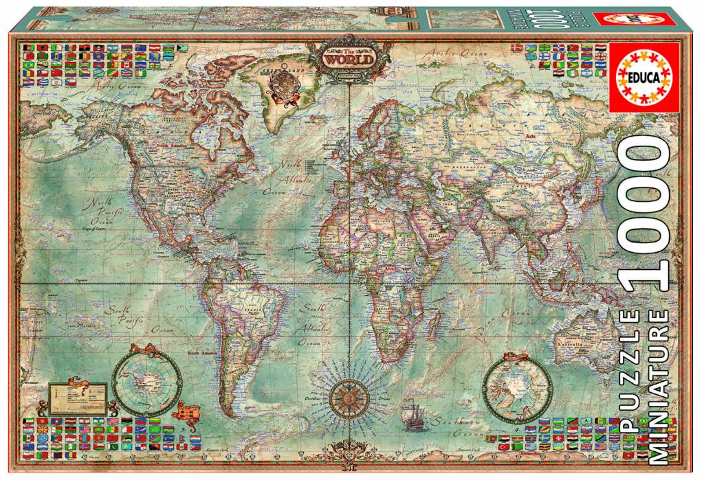 Educa 19022 puzzle Carte Du Monde Plus Belles Merveilles 1000 pièces