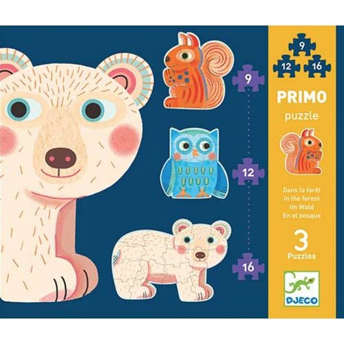  Djeco First puzzles - In the forest - 9, 12 and 16 pieces 