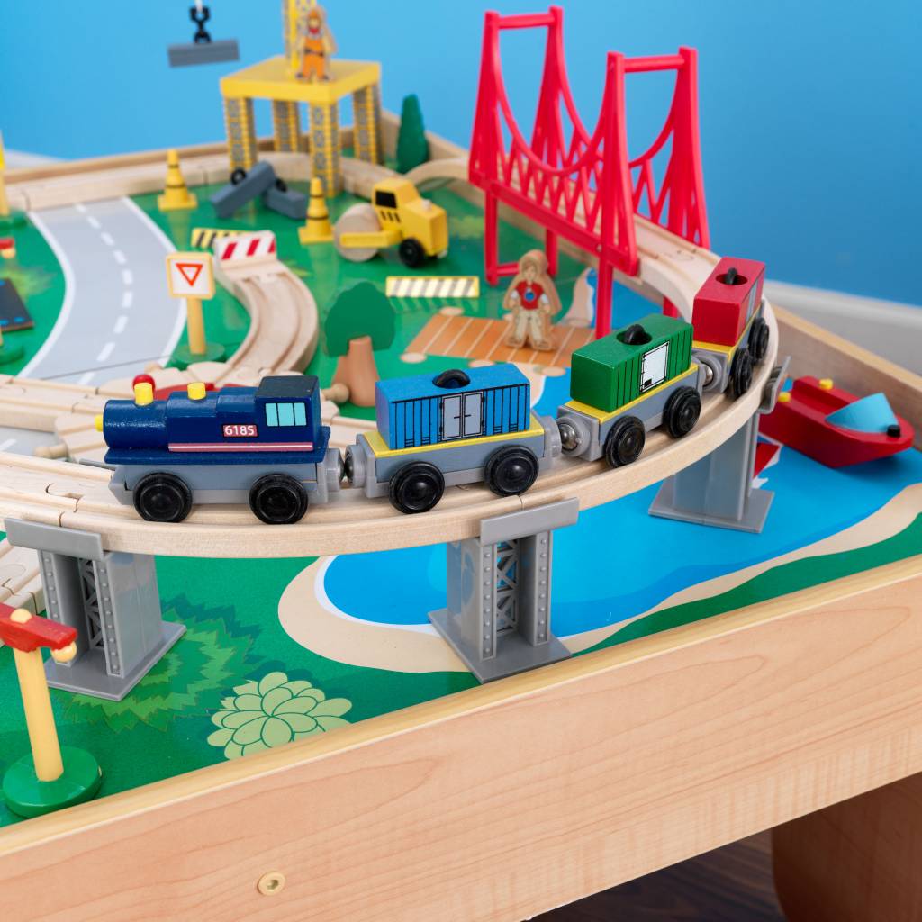 kool lens Verkoper Houten treintafel - Mooie houten speelgoed trein tafel met spoor -