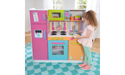 COSTWA Kinderkeuken met 67 accessoires, speelkeuken van kunststof met waterpompfunctie, licht en geluid, stoom- en kookeffecten, speelgoedkeuken voor kinderen vanaf 2 jaar (oranje