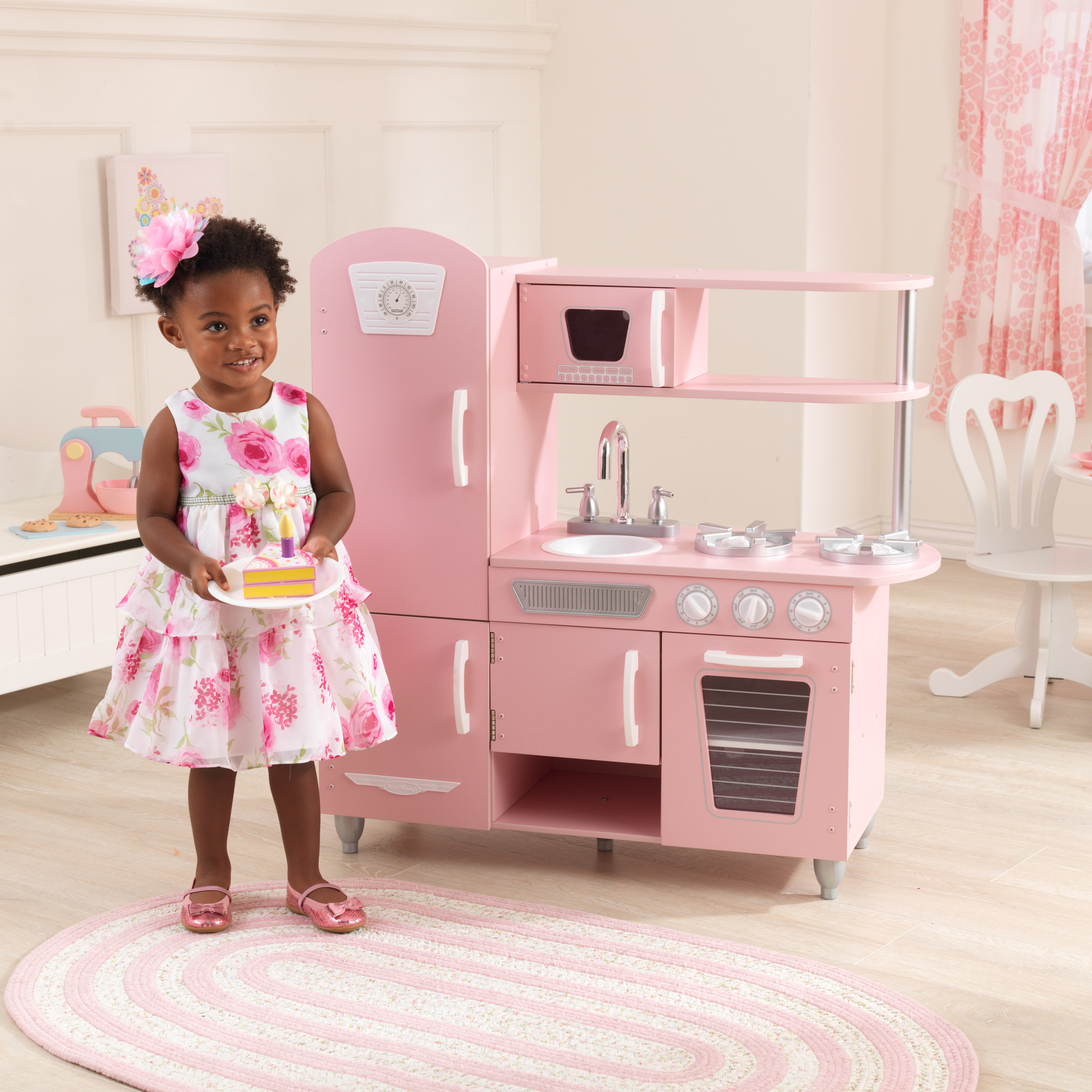 Roze speelkeuken voor kinderen -