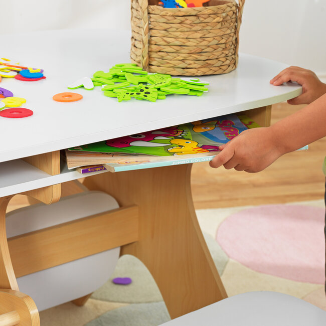 KidKraft tekentafel en bouwtafel voor Lego met 4 inklapbare stoeltjes