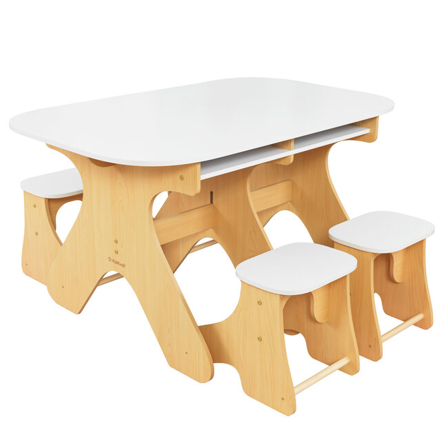 KidKraft tekentafel en bouwtafel voor Lego met 4 inklapbare stoeltjes