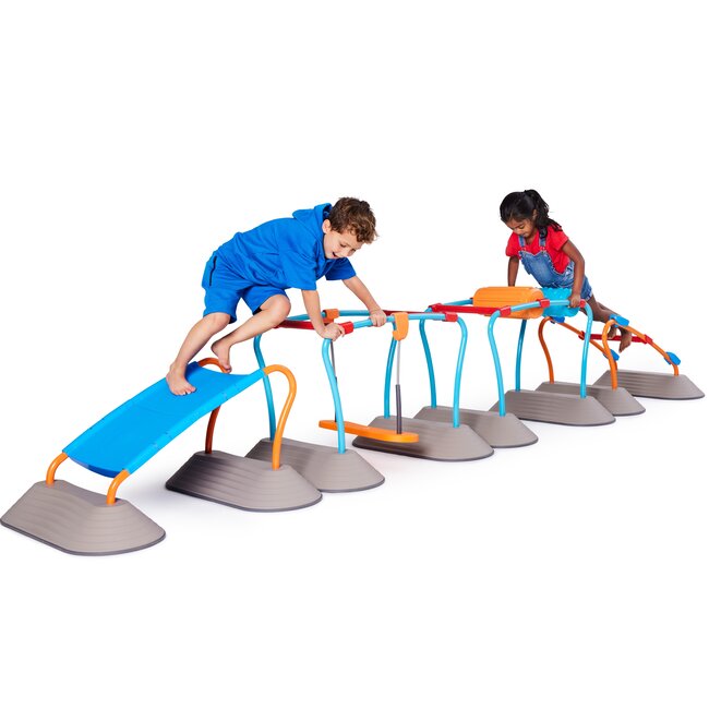 Gonge Mega Parcours set 31-delig met hangbrug, glijbaan en foam rollers