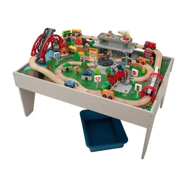 Treinbaan tafel van hout 100-delig geheel compleet