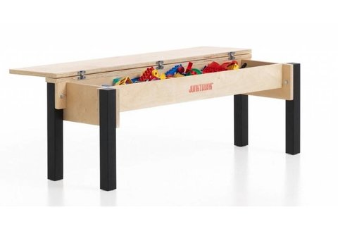 Houten kinderbank met opbergruimte voor kindertafel