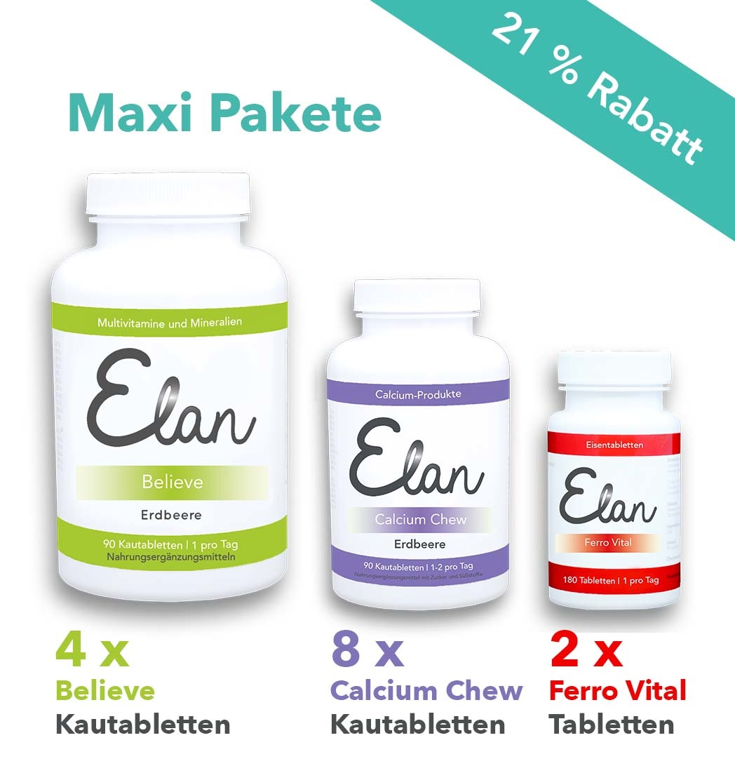 Believe comprimés à mâcher & 1.000 mg Calcium Chew maxi forfait – 12 mois
