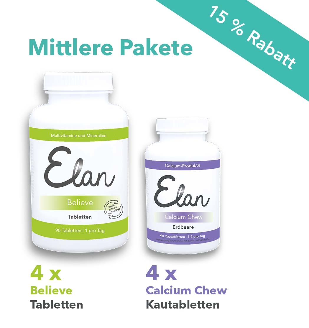 Believe comprimés & 500 mg Calcium Chew moyen forfaits – 12 mois