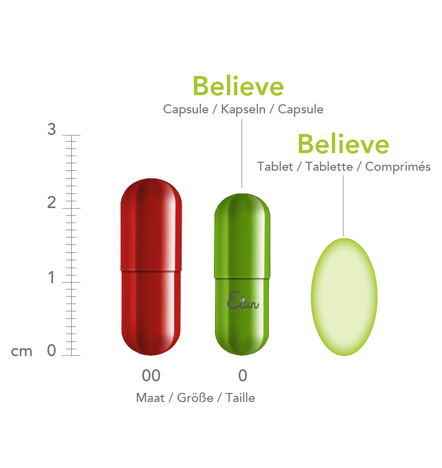 Believe Tabletten & 500 mg Calcium Chew mittlere Pakete - 6 Monate