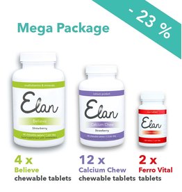 Believe comprimés à mâcher & 1.500 mg Calcium Chew mega forfait – 12 mois