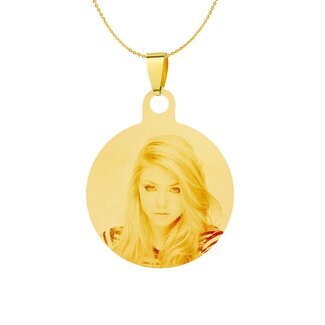 Ketting Graveren Hanger rond goudkleurig