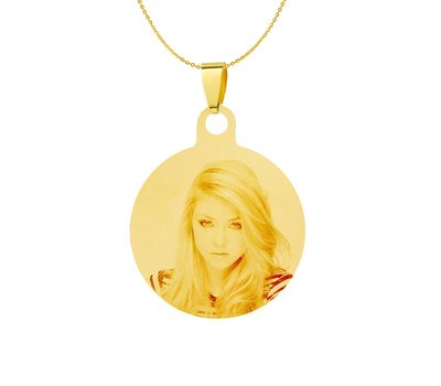 Ketting met foto Ketting Graveren Hanger rond goudkleurig