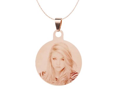 Ketting met foto Ketting Graveren Hanger Rond Rosé Goudkleurig