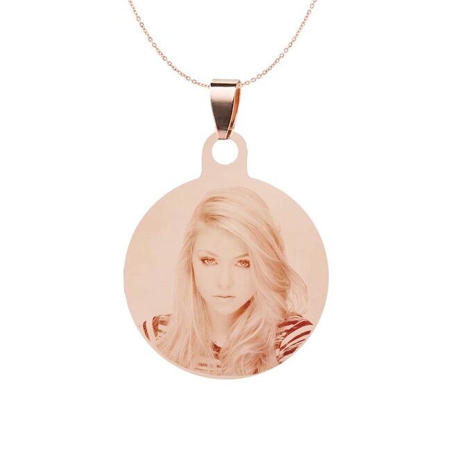 Ketting Graveren Hanger Rond Rosé Goudkleurig