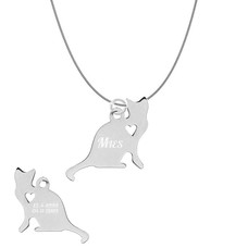 Sieraden met dieren Ketting met hanger Poes Zittend