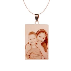 Ketting met foto Ketting Graveren Hanger rechthoek rosé goudkleurig