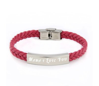 Armband met Naam Leren armband graveren roze