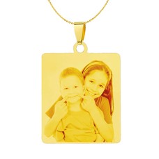 Ketting met foto Ketting Graveren Hanger vierhoek goudkleurig