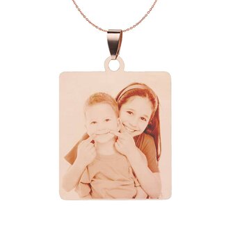 Ketting Graveren Hanger vierhoek rosé goudkleurig