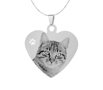 Ketting met foto Ketting Graveren Hanger Hart klein zilverkleurig