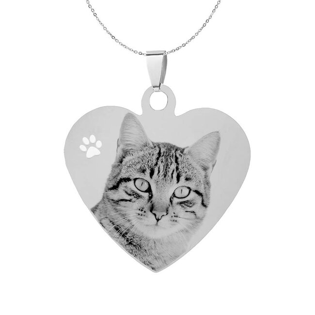 Ketting Graveren Hanger Hart klein zilverkleurig