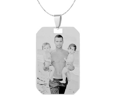 Ketting met foto Ketting Graveren Hanger dogtag klein zilverkleurig