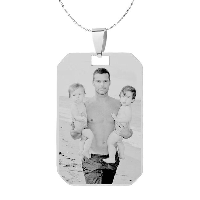 Ketting Graveren Hanger dogtag klein zilverkleurig