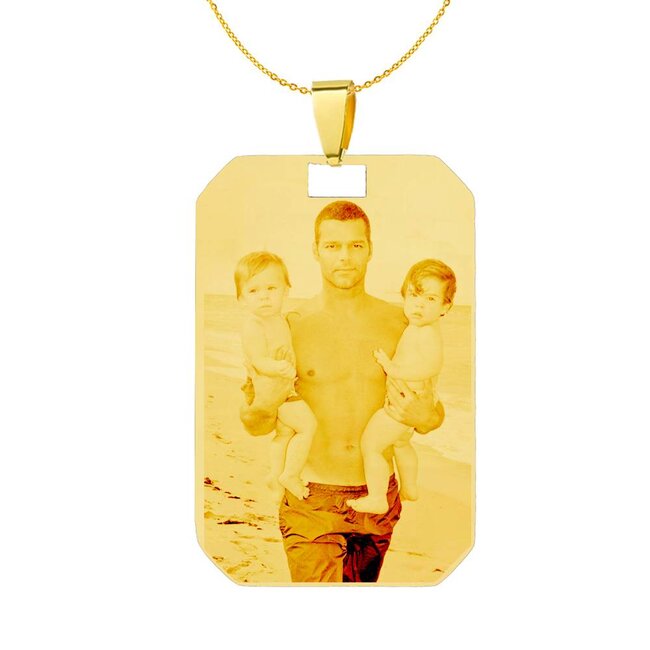 Ketting Graveren Hanger dogtag klein goudkleurig