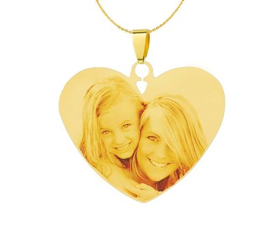 Ketting Met Foto Ketting Graveren Hanger Hart Liefde Goudkleurig