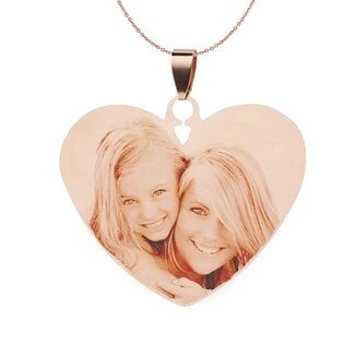 Ketting Graveren Hanger Hart Liefde Rosé Goudkleurig