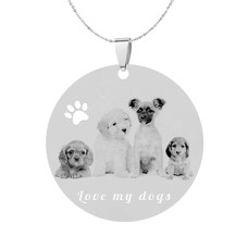 Ketting met foto Ketting Graveren Hanger Rond groot zilverkleurig