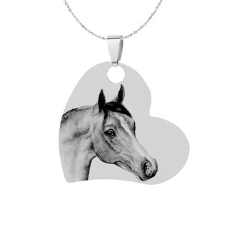 Ketting Graveren Hanger Hart schuin zilverkleurig