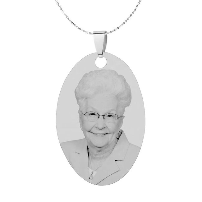 Ketting Graveren Hanger ovaal zilverkleurig