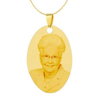 Ketting Graveren Hanger ovaal goudkleurig