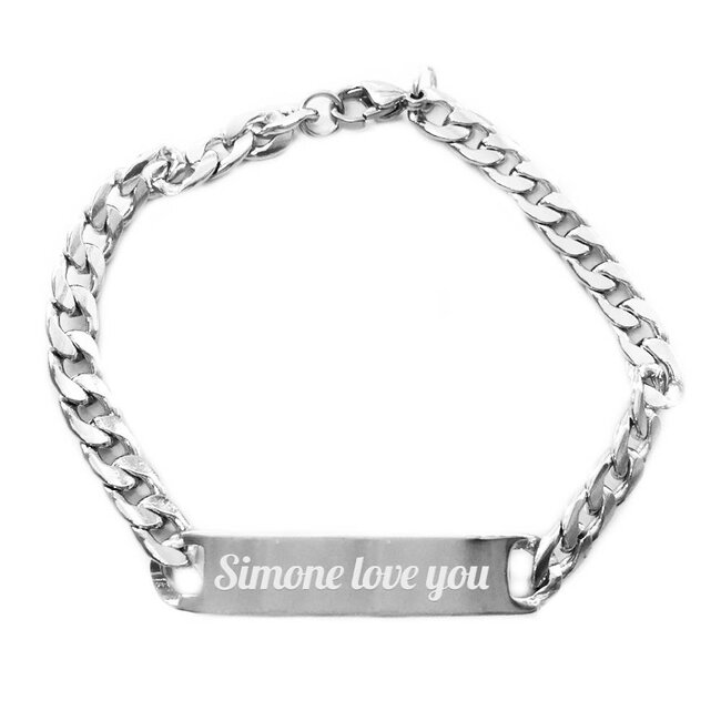 Plaatarmband graveren extra smal zilverkleurig