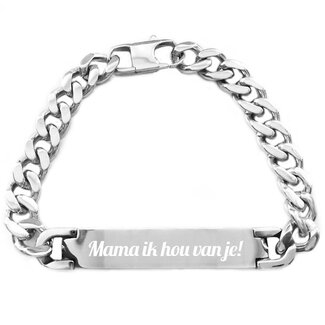 Armband graveren heren zilverkleurig